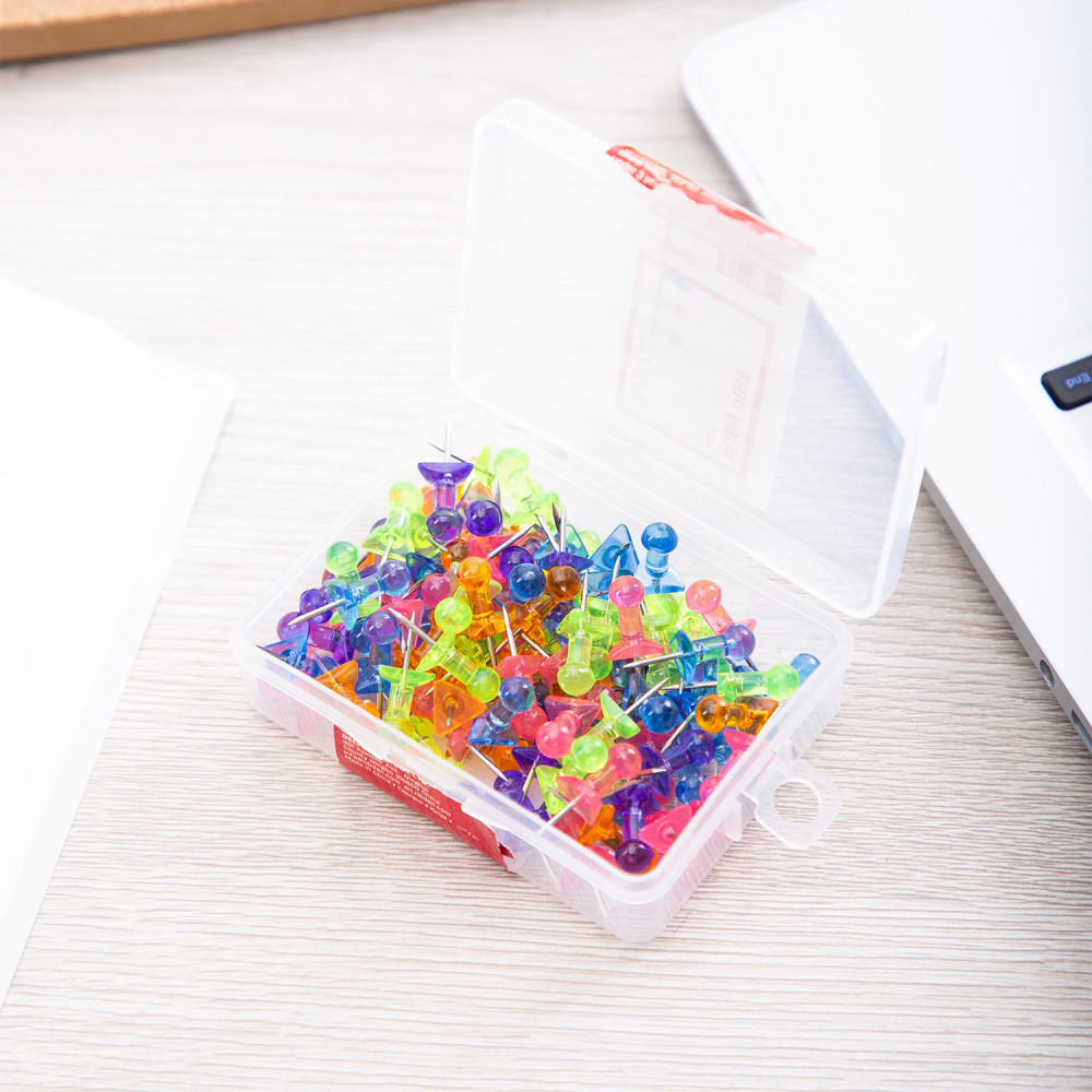 BOX DE 100 EPINGLE TABLEAU LIEGE / 23MM / TRASPARENT ASSORTIS