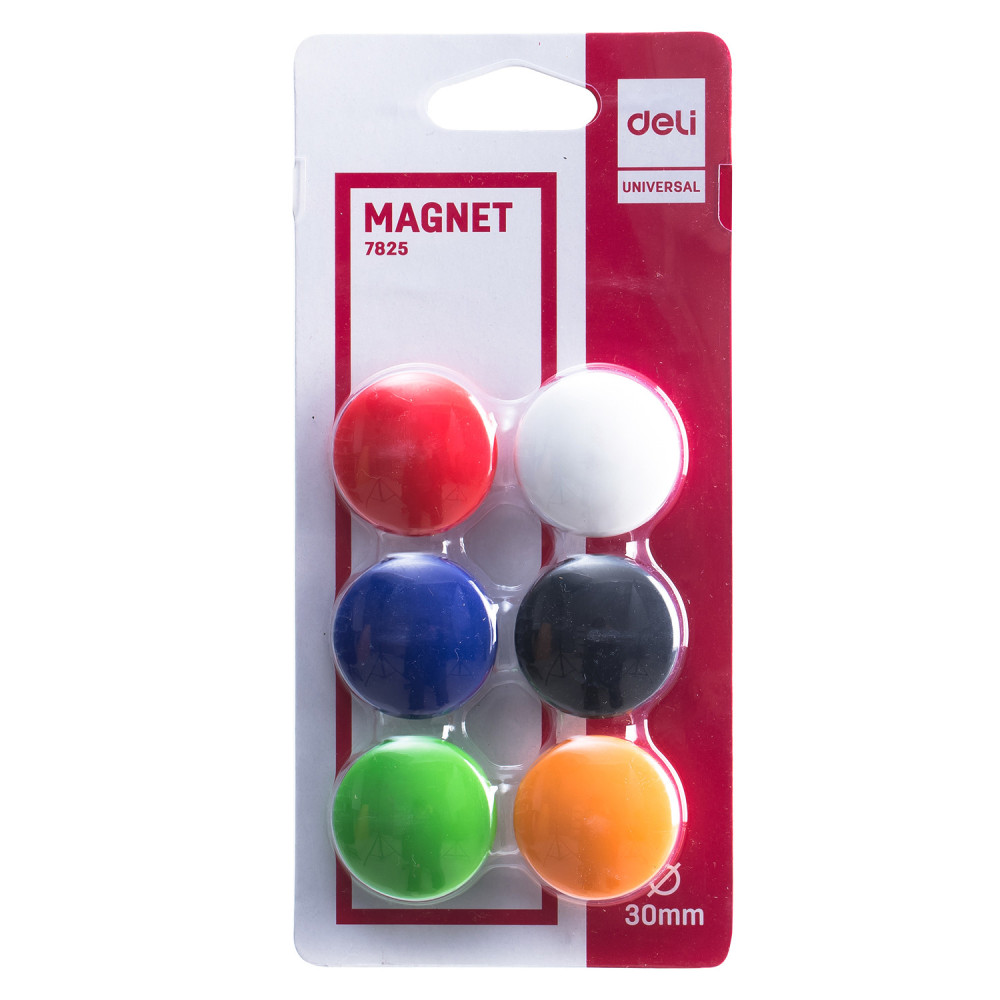 6 X BOUTON DE FIXATION MAGNETIQUE 30MM / COULEUR ASSORTIS