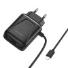 Chargeur secteur Borofone BA50A / Avec Câble lightning 2.1 A / Noir