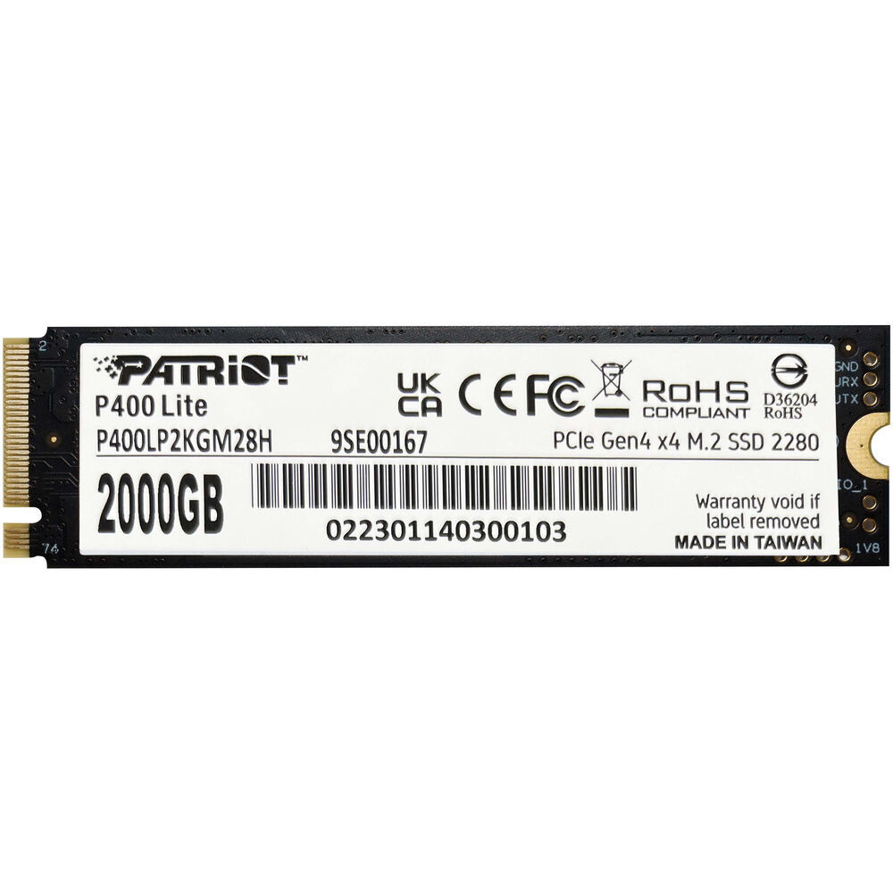 Disque Dur SSD M.2 2280 PCIe Gen4 x4 Patriot P400 Lite / 2 To