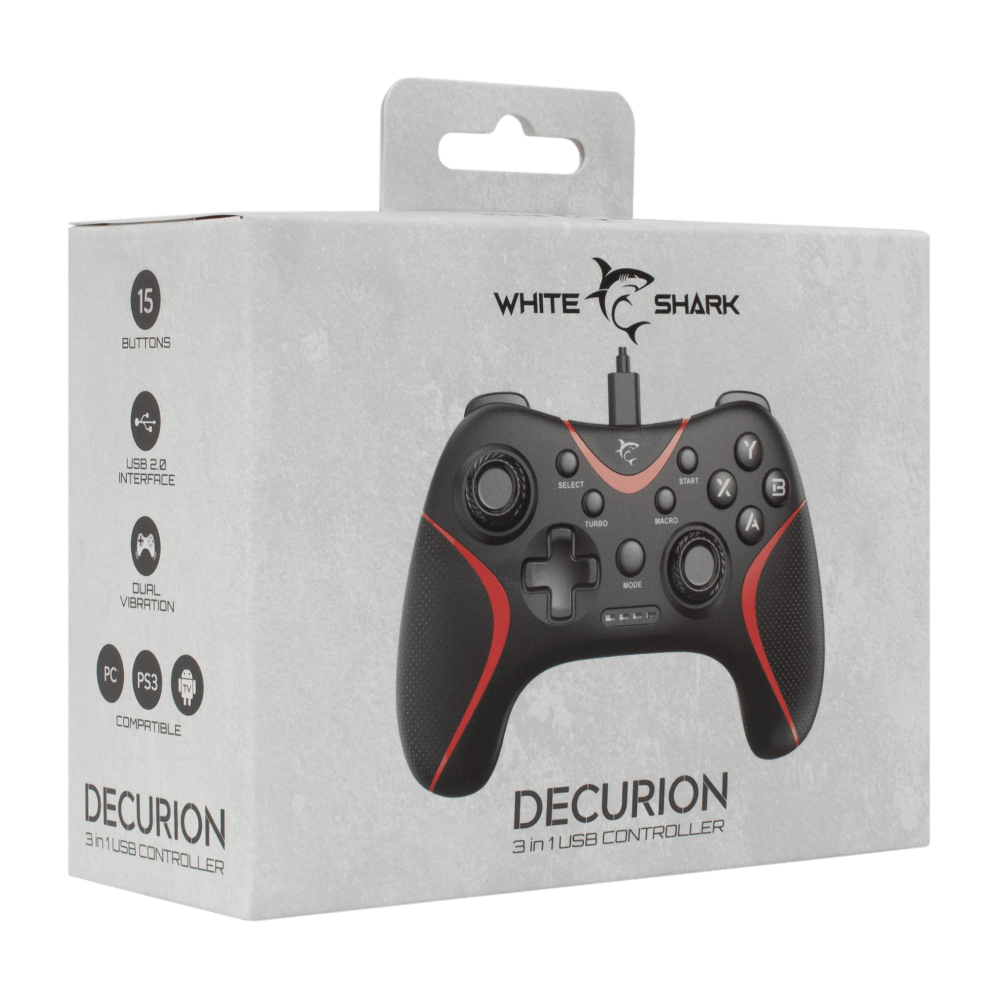 Manette de jeux  White Shark DÉCURION 3 En 1 / PS3 / Windows / Android BOX et TV