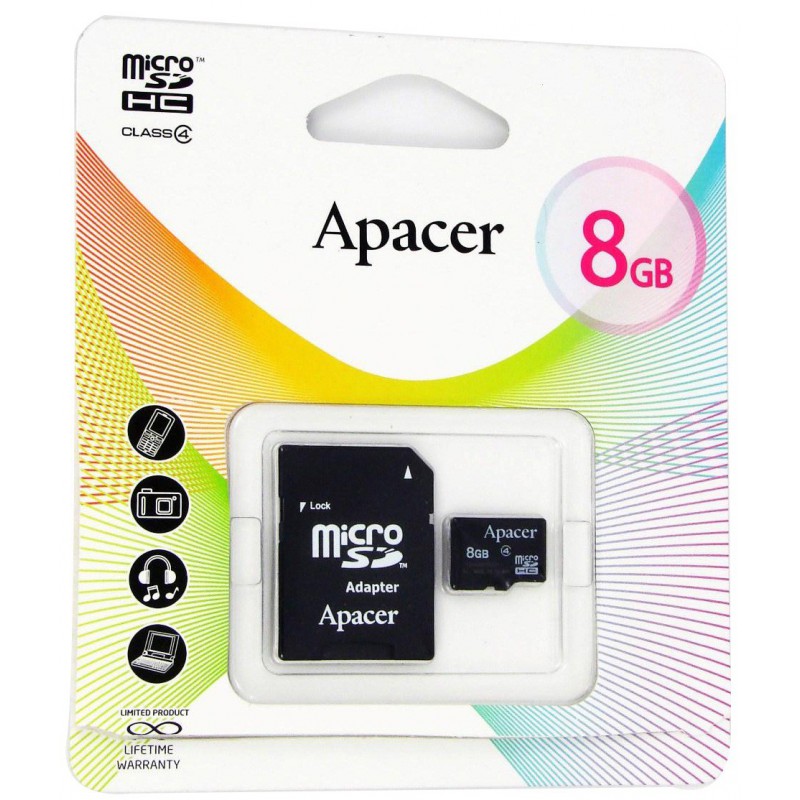 Carte Mémoire Micro SD Avec Adaptateur Apacer 4 Go