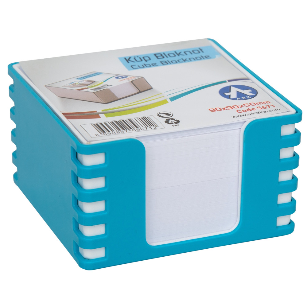 CUBE PLASTIQUE ARK 555 / 9 x 9 x 5 CM AVEC PAPIER / BLEU