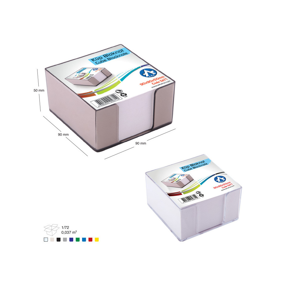 CUBE PLASTIQUE ARK 5671 / 9 x 9 x 5 CM AVEC PAPIER 500 F / BLANC