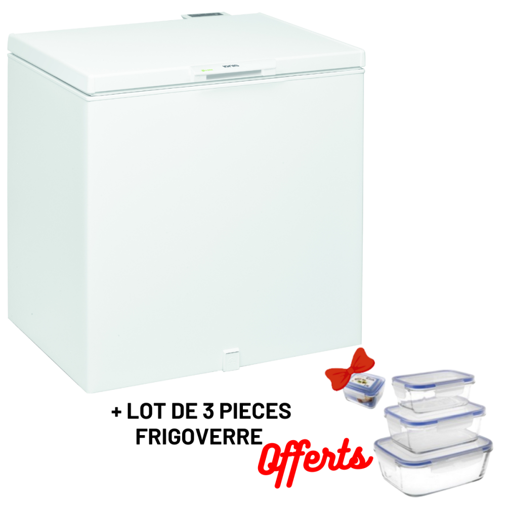 Congélateur Horizontal Ignis CE210 / 204L / Blanc + LOT DE 3 PIECES FRIGOVERRE GRATUITE