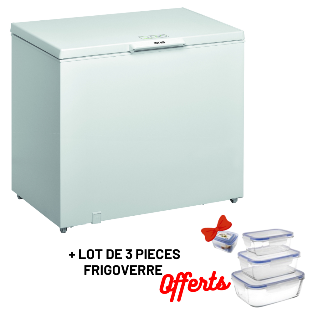 Congélateur Horizontal Ignis CEI250 / 250L / Blanc + LOT DE 3 PIECES FRIGOVERRE GRATUITES