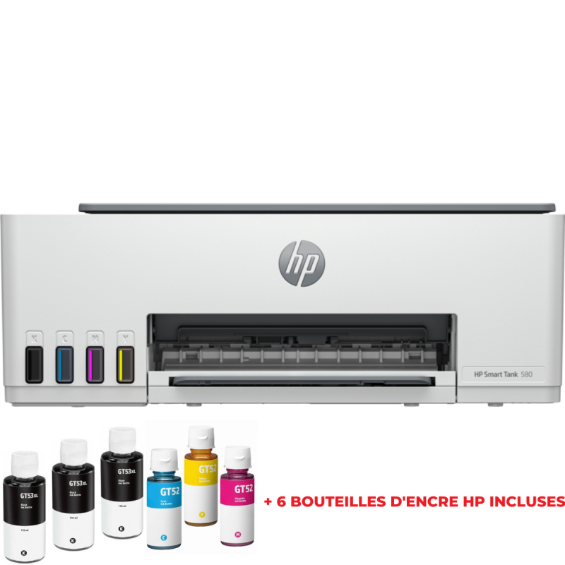 Imprimante HP 580 Smart Tank COULEUR 3EN1 / WIFI + 6 Bouteilles d