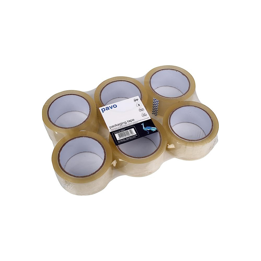 LOT DE 6 SCOTCH D'EMBALLAGE  45 MICRONS / 45MM x 100m/ TRANSPARENT