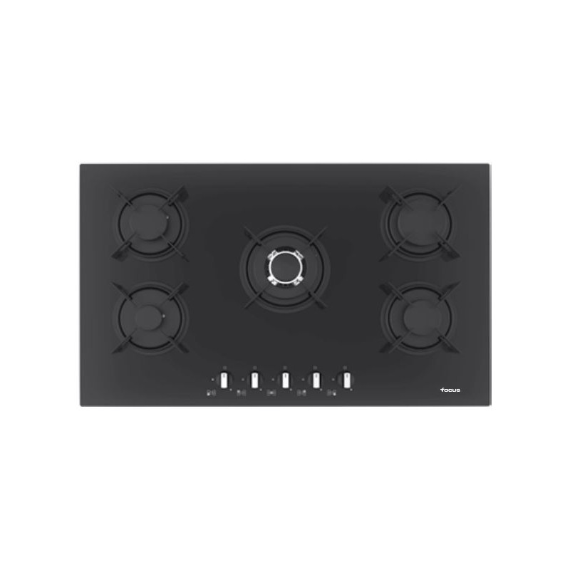 Plaque De Cuisson à Gaz Focus / 5 Feux / Noir / 90Cm