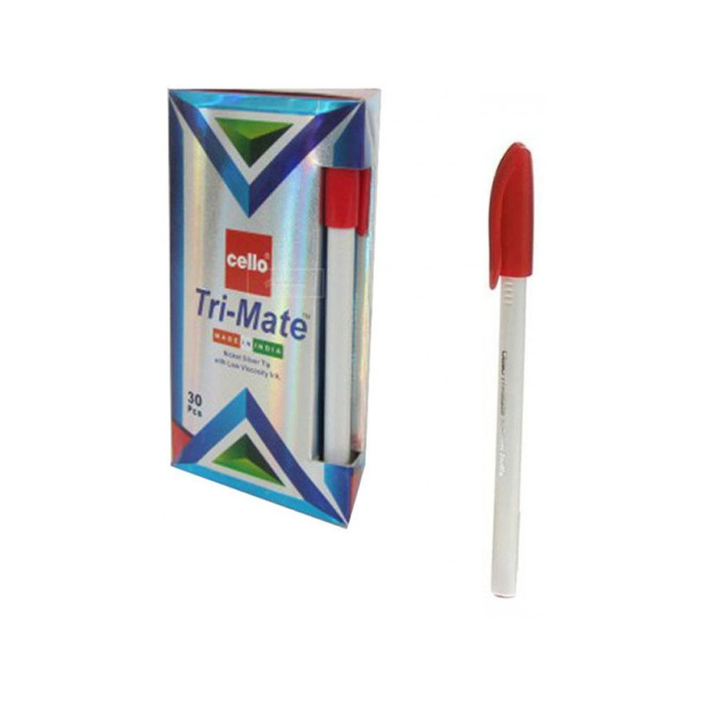 BOITE DE 30 STYLOS À BILLE CELLO TRI MATE / Rouge
