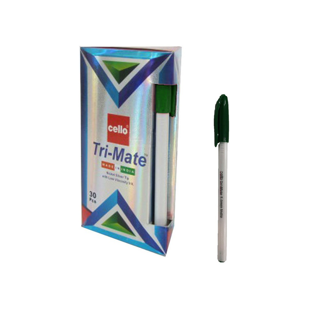 BOITE DE 30 STYLOS À BILLE CELLO TRI MATE / VERT