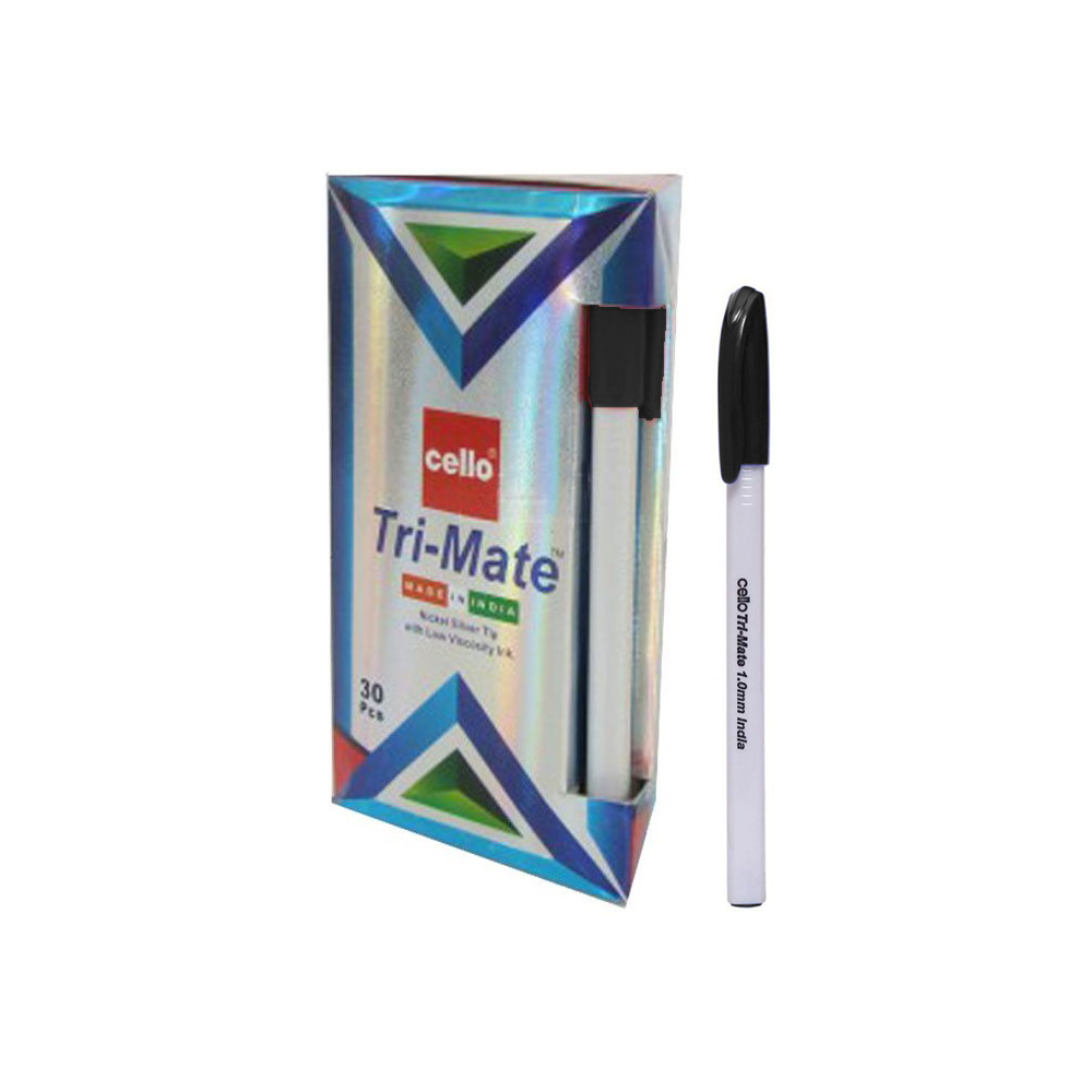 BOITE DE 30 STYLOS À BILLE CELLO TRI MATE / Noir