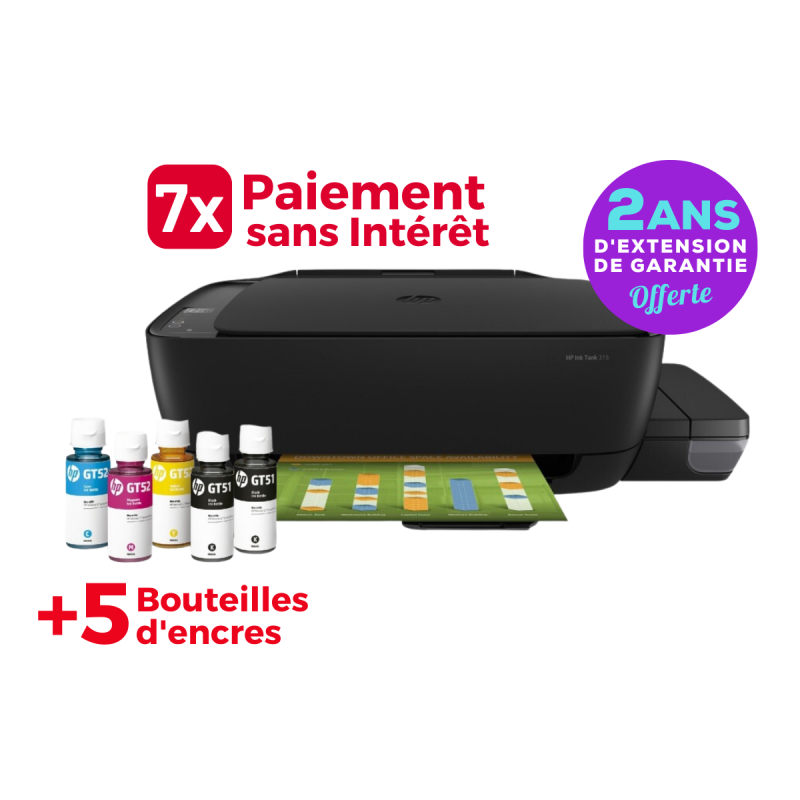 Imprimante a reservoir integré 3 en 1 HP INK TANK 315 couleur (Z4B04A)