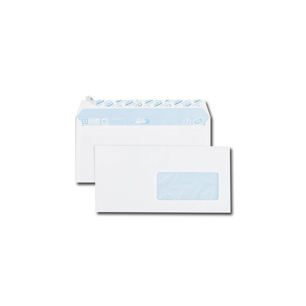 100 ENVELOPPES BLANCHES 110 X 220 MM / AVEC FENÊTRE