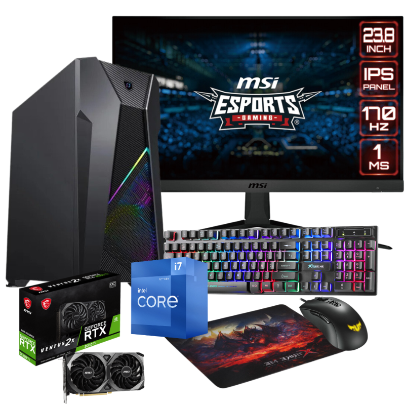 OPSYS Agilian-X9 RGB PC Gamer Tour Ordinateur de Bureau avec Écran et  Clavier/Souris (AMD Ryzen 5-5600, Geforce RTX 3070, 1 to NVMe SSD, 2 to  HDD, 32