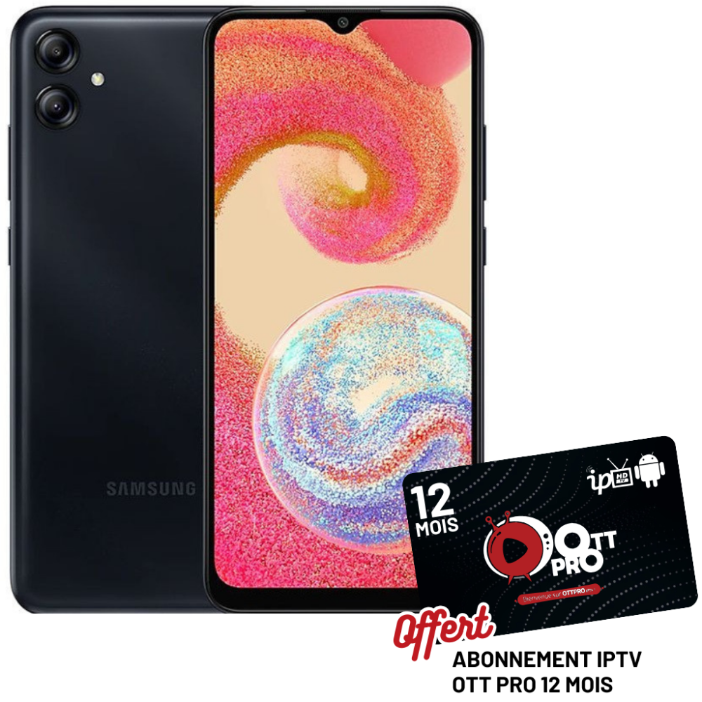 Smartphone SAMSUNG GALAXY A04E / 3 GO / 32 GO / NOIR + Abonnement OTT Pro 12 Mois Offert