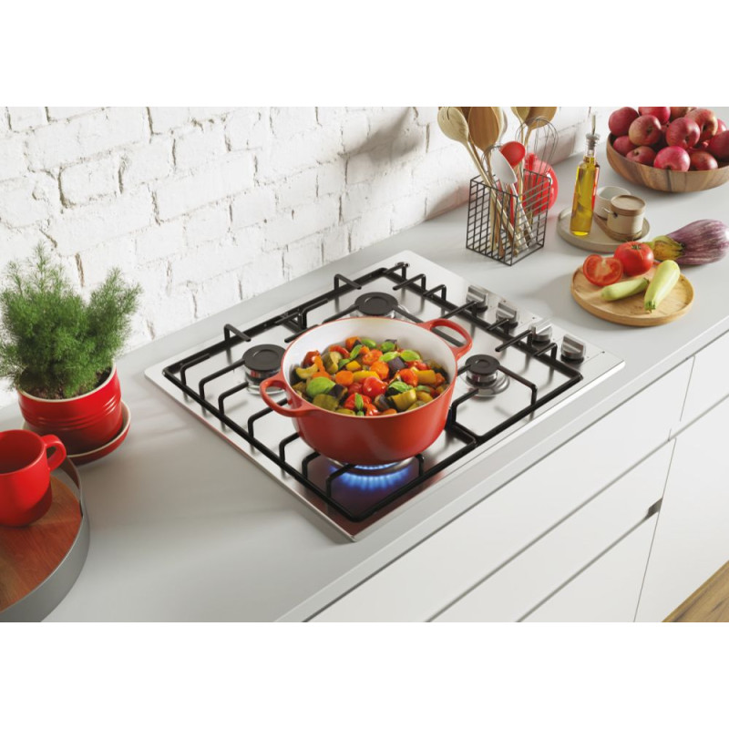 HUDSON - Plaque Cuisson Gaz 4 Feux Encastrée 60 Cm – Inox – L 58 X L 51