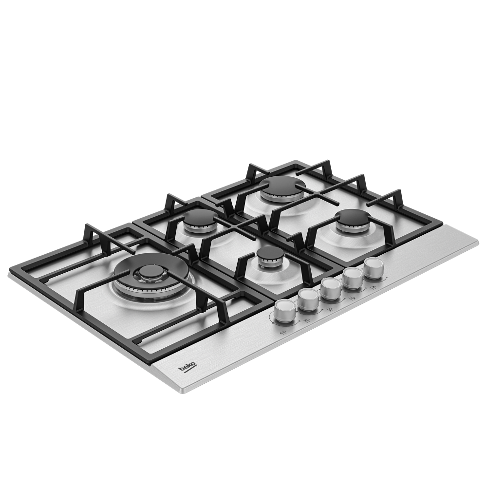 Plaque Encastrable BEKO 5F INOX / GAZ / 75 cm