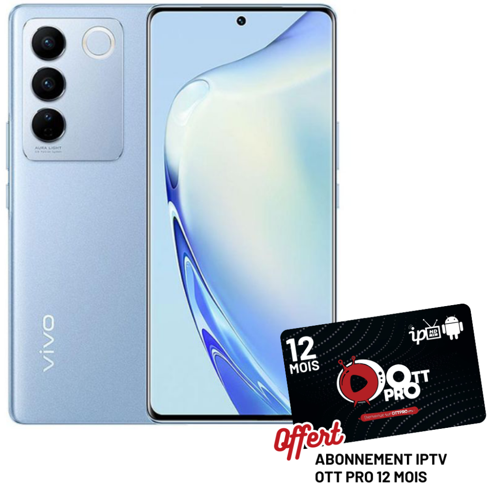 Smartphone Vivo V27 / 8 Go / 256 Go / Bleu + Abonnement OTT Pro 12 Mois Offert