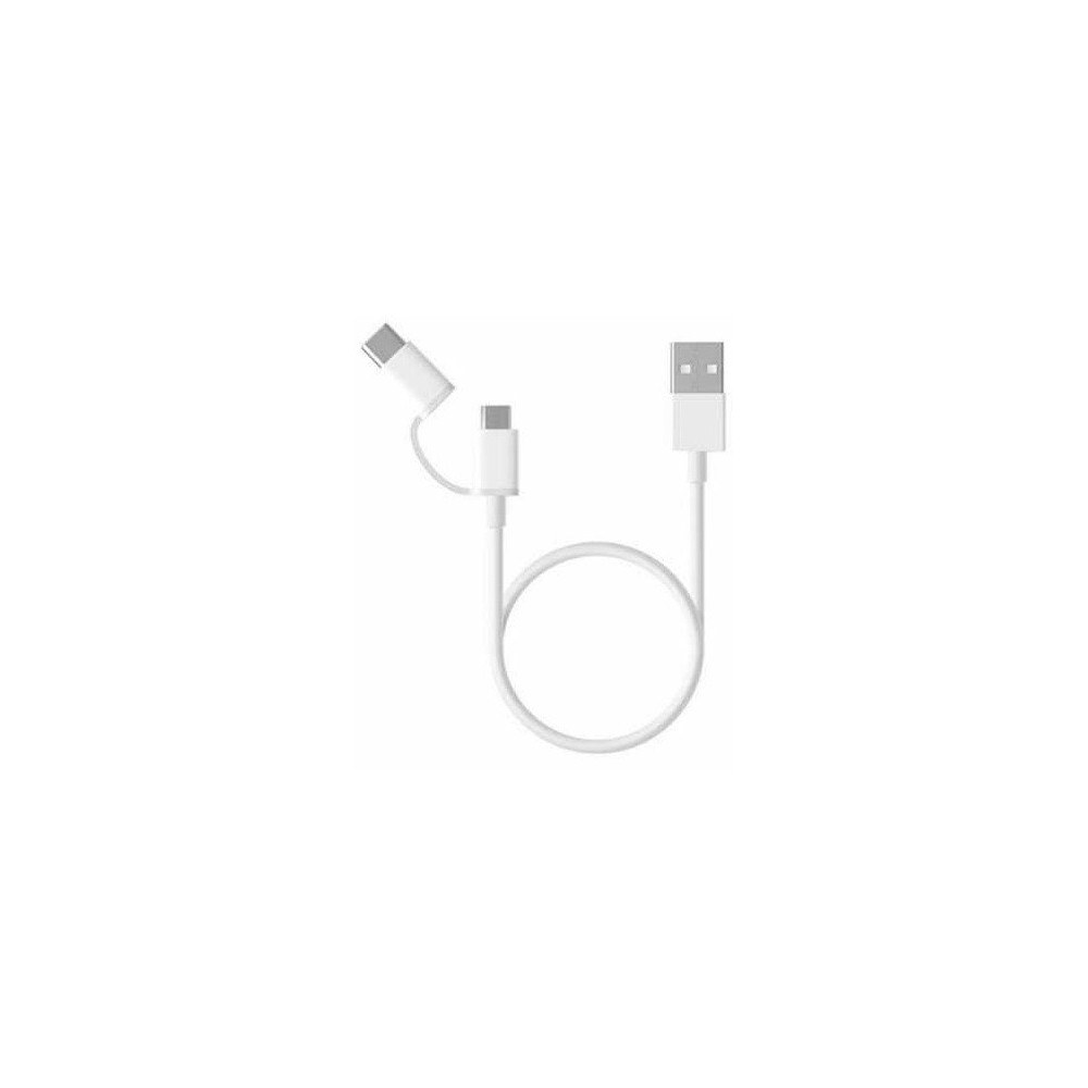 Câble 2 en 1 Xiaomi USB Vers Type C et Micro USB  / 100 Cm / Blanc