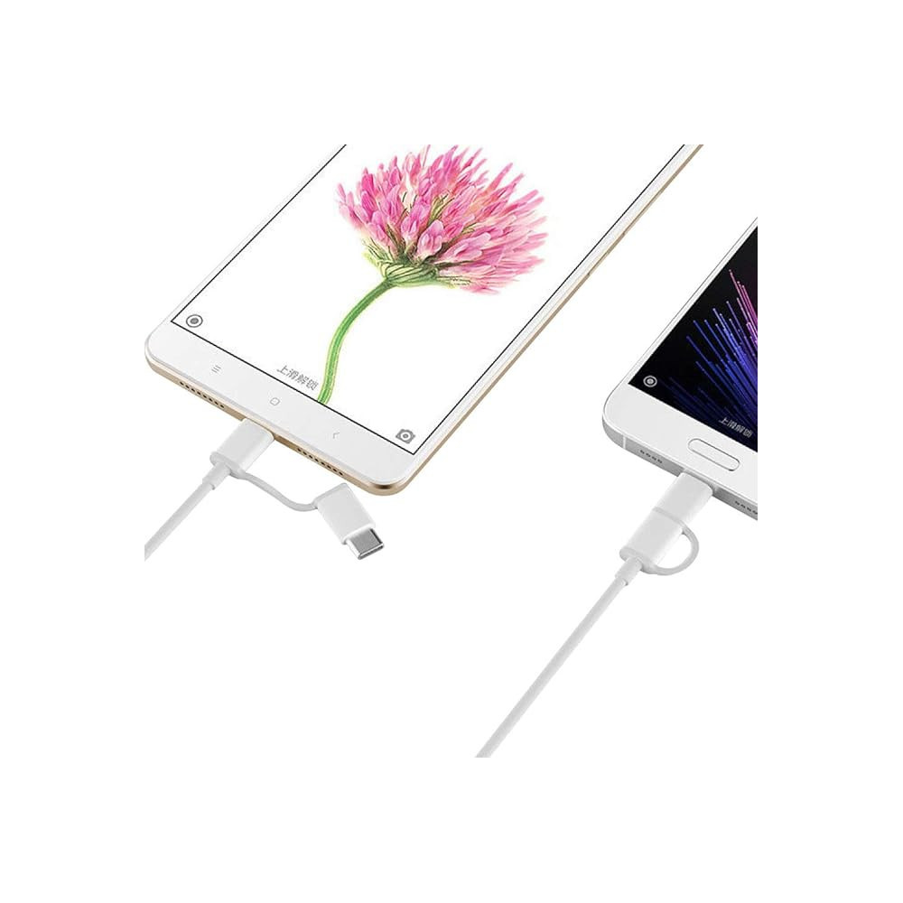 Câble 2 en 1 Xiaomi USB Vers Type C et Micro USB  / 100 Cm / Blanc
