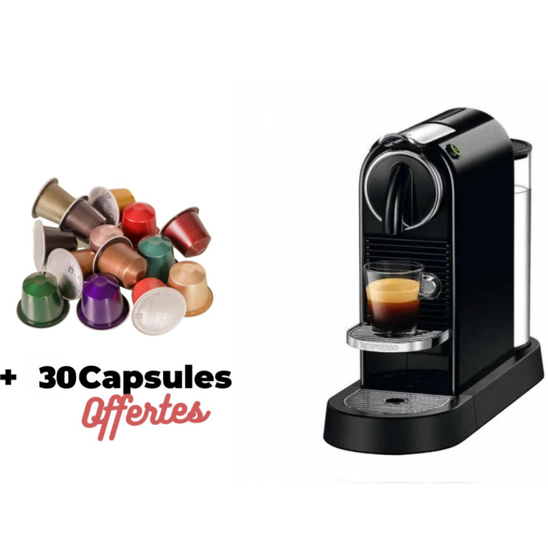 Machine à café Nespresso CitiZ D113 / Noir + 30 Capsules NESPRESSO