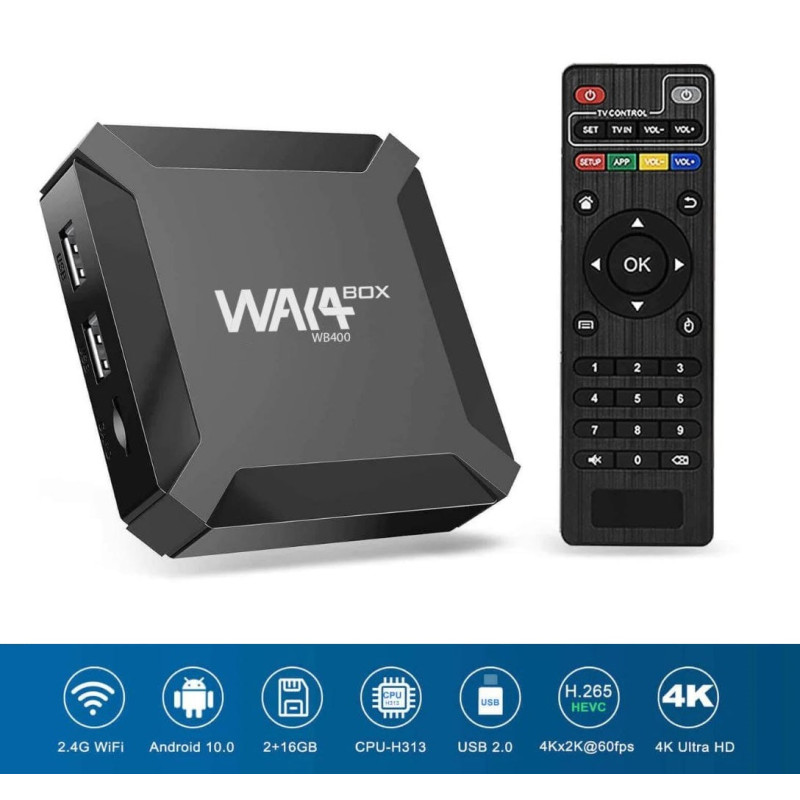 Box Android Waka Box WB400 UHD 4K + 24 Mois Waka IPTV