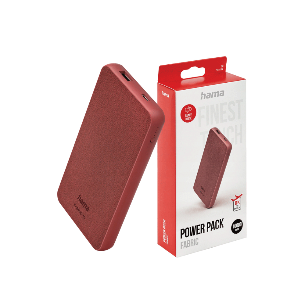 Hama Power Pack "Fabric 10" / 10000mAh / ROUGE