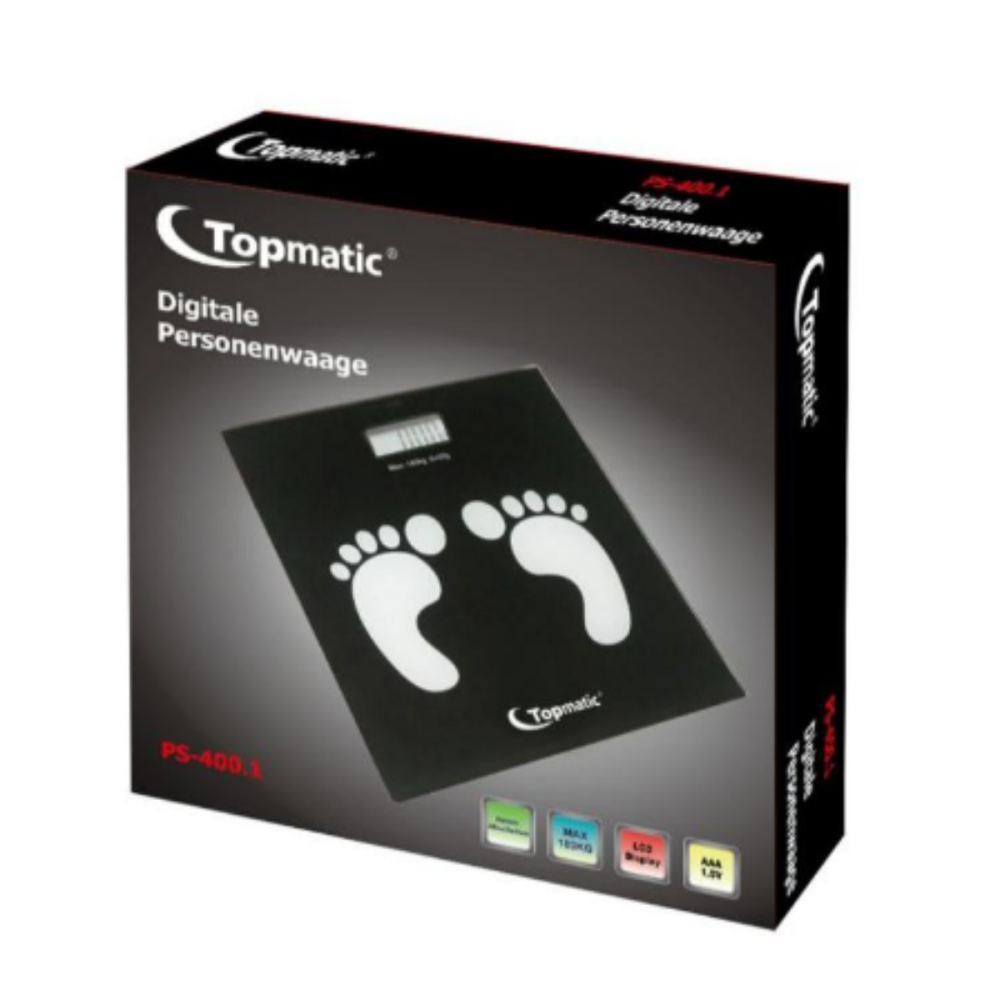 Pèse Personne Électronique Topmatic PS400-B / 180 KG / Noir
