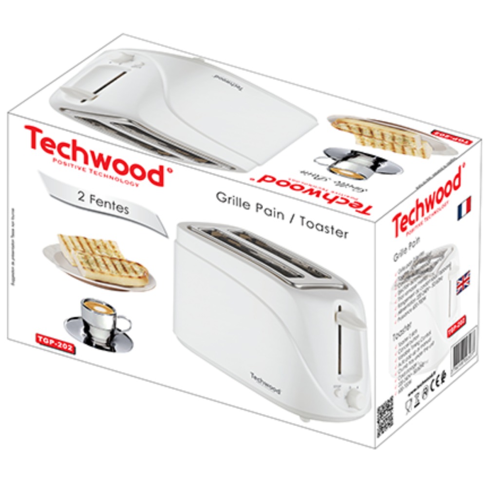 Grille Pain 2 Fentes TECHWOOD TGP-202 700 W / Blanc