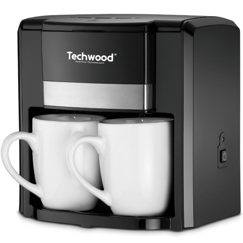 Techwood - Cafetière électrique 2 Tasses Duo Céramique Filtre permanent  lavable 500W noir Arrêt automatique - Expresso - Cafetière - Rue du Commerce