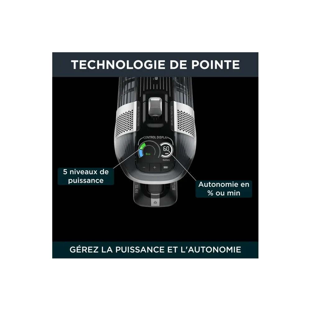 Aspirateur BALAI ROWENTA X-FORCE FLEX / 0.9Litre / NOIR