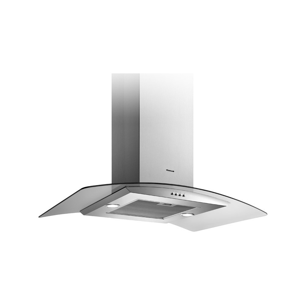 hotte centrale focus inox et vitre
