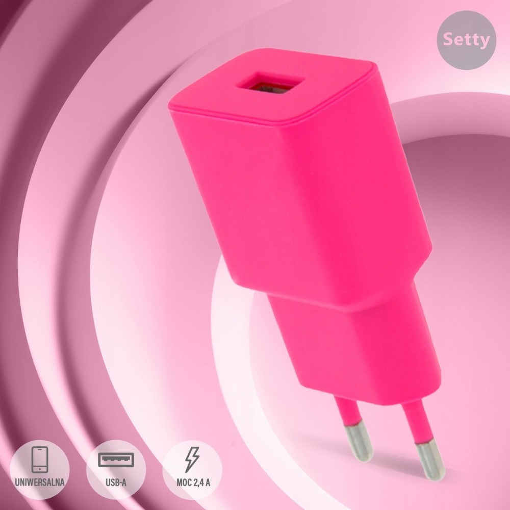 Chargeur Setty / 1x USB 2,4A / Rose