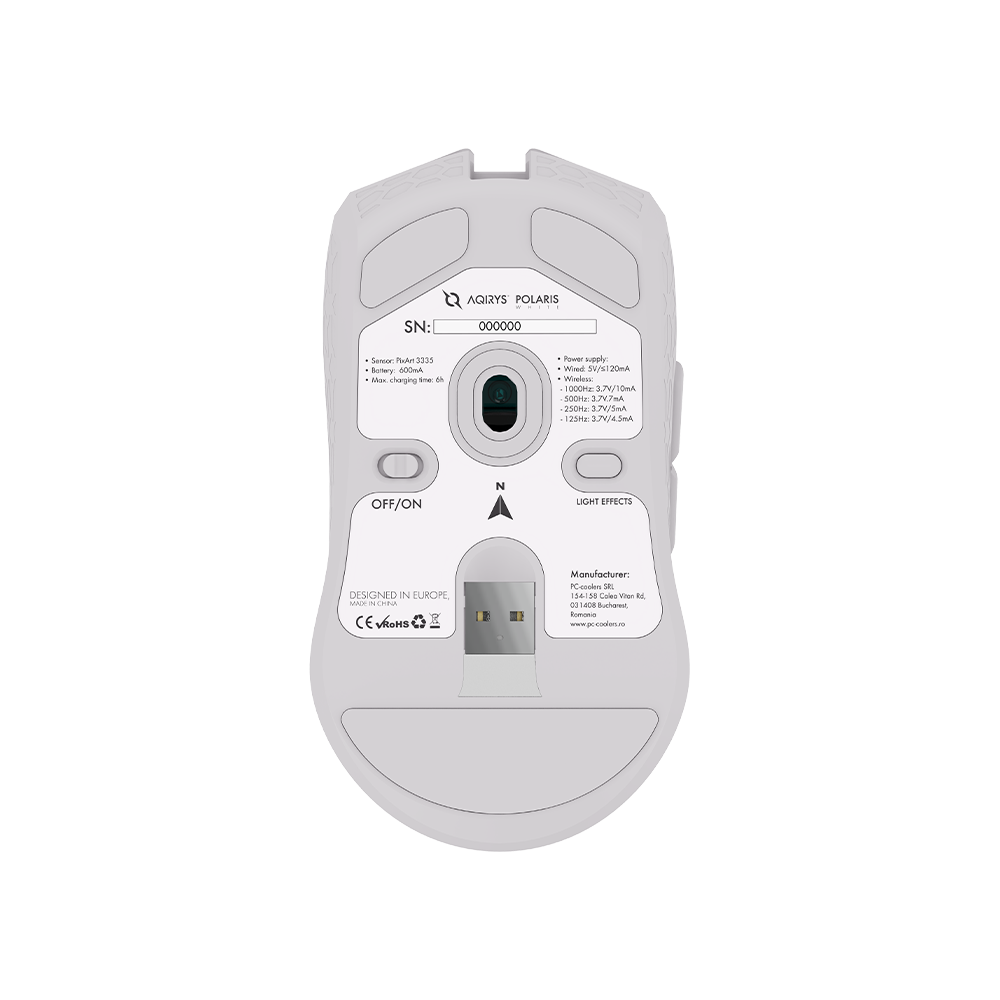Souris Gaming Sans Fil AQIRYS Polaris / 16000 DPI / Blanc