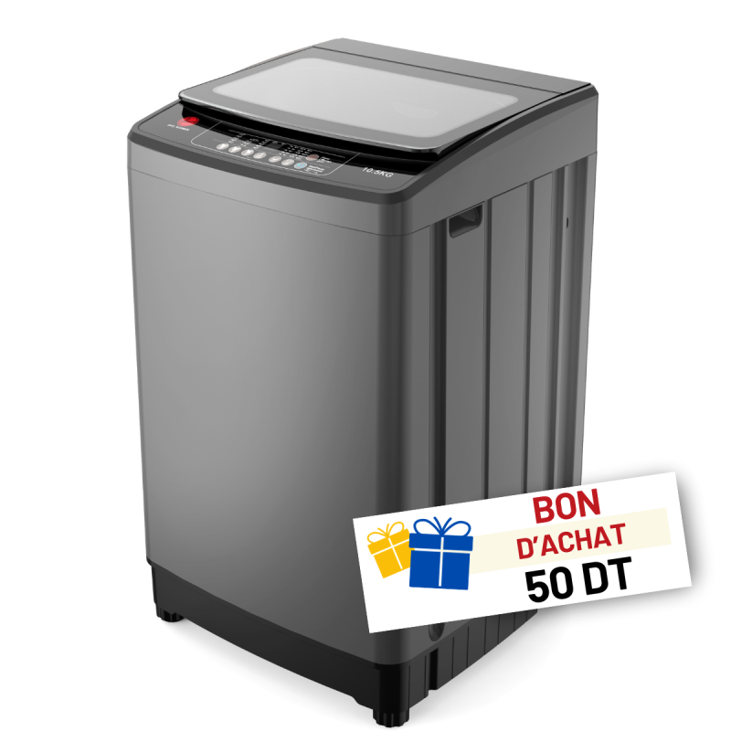 Machine à laver Automatique Top Load Hoover 10.5 Kg / 1000 trs / Silver + 50dt bon d'achat + Livraison + Installation et Mise en Marche Gratuites
