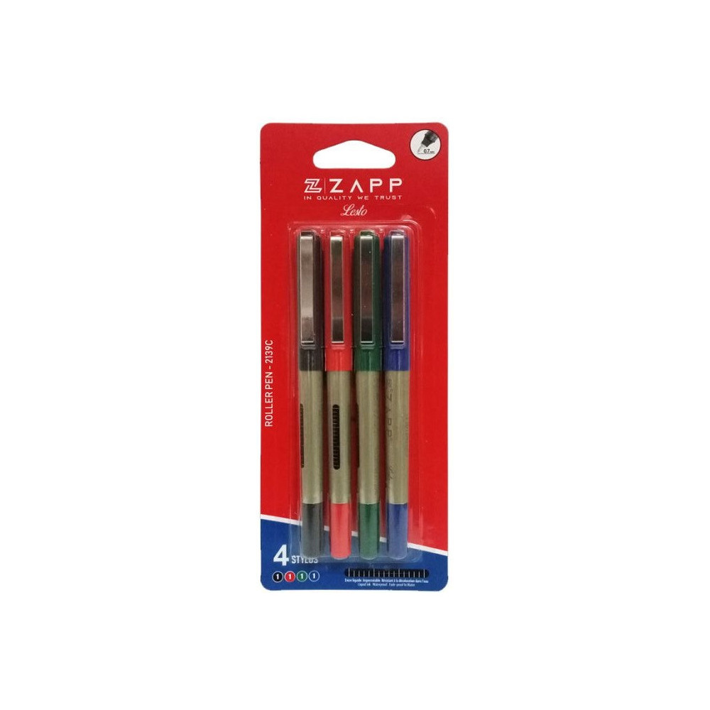 Pochette de 4 Stylos ZAPP Roller LESTO / Assortis