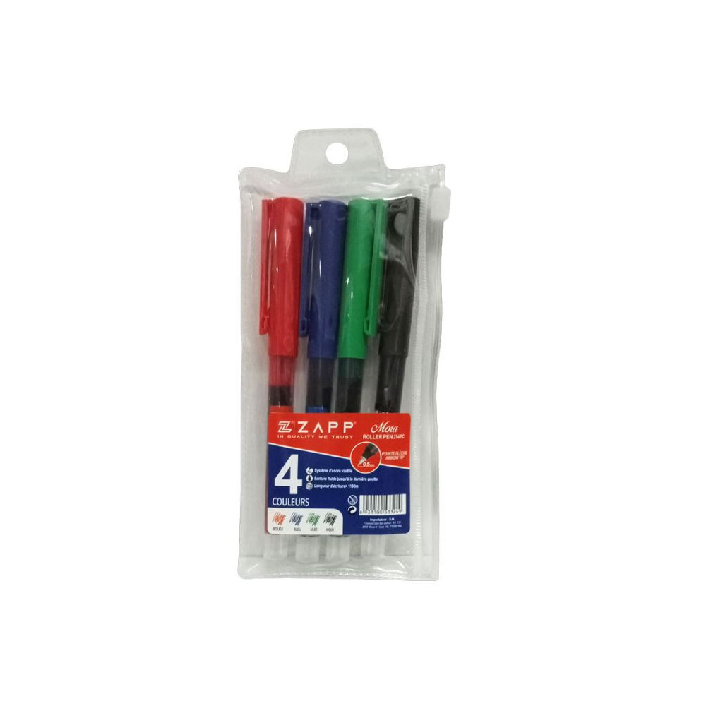 Pochette de 4 Stylos ZAPP Roller Mora / Assortis