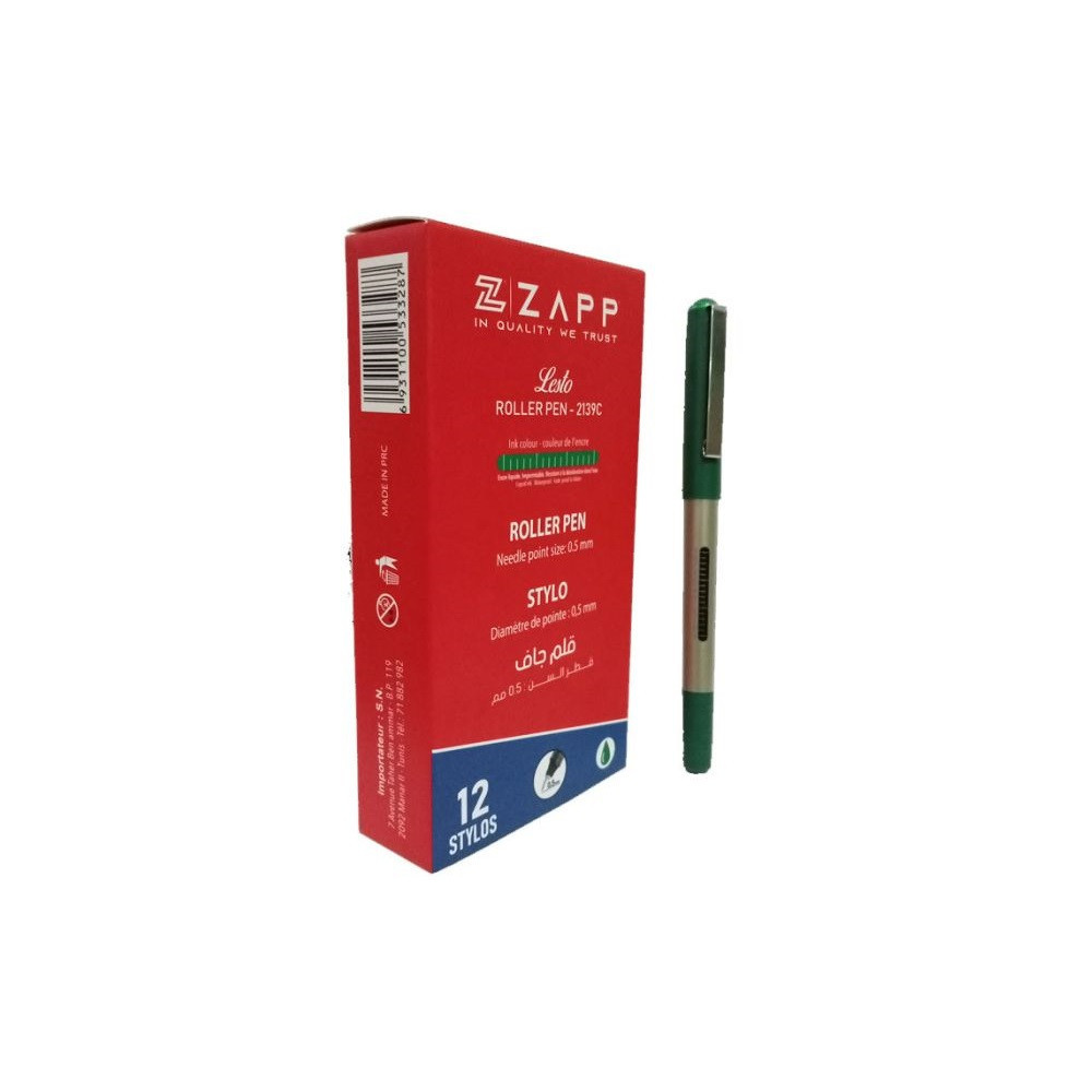 Pack de 12 Stylos ZAPP ROLLER LESTO / Vert