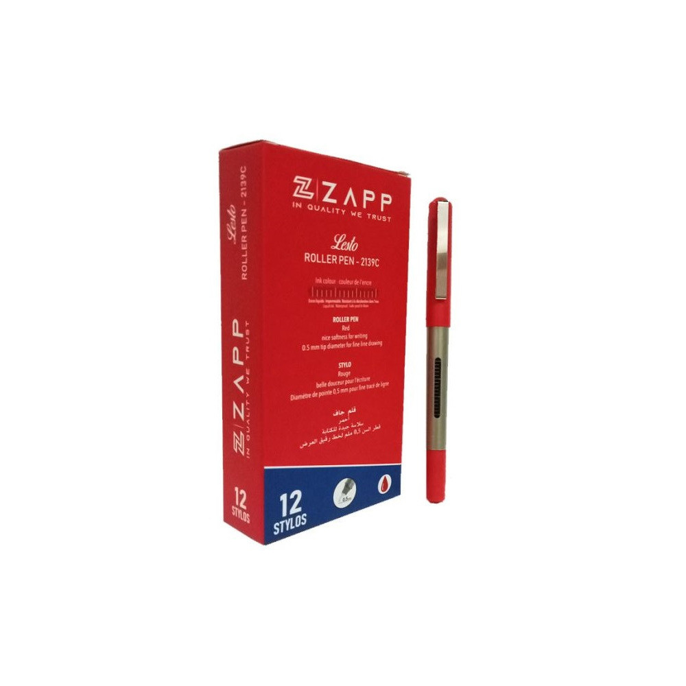 Pack de 12 Stylos ZAPP ROLLER LESTO / Rouge