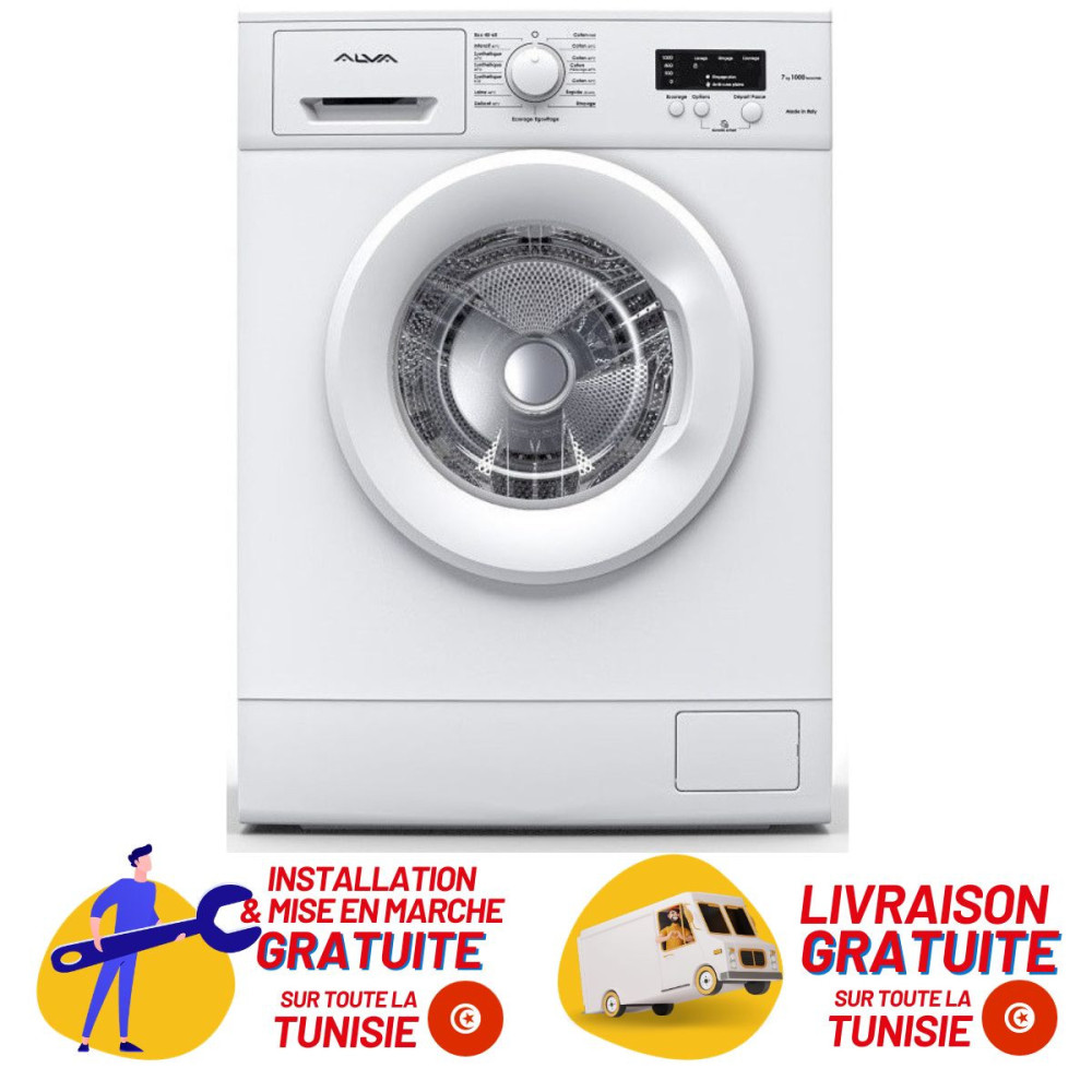 Machine à laver Frontale Alva ALVG710 7kg / Blanc + Livraison + Installation et Mise en Marche Gratuites