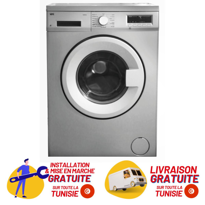 Machine à laver Frontale SEG 1049 S2 / 7 Kg / Silver + Livraison +  Installation et Mise en Marche Gratuites