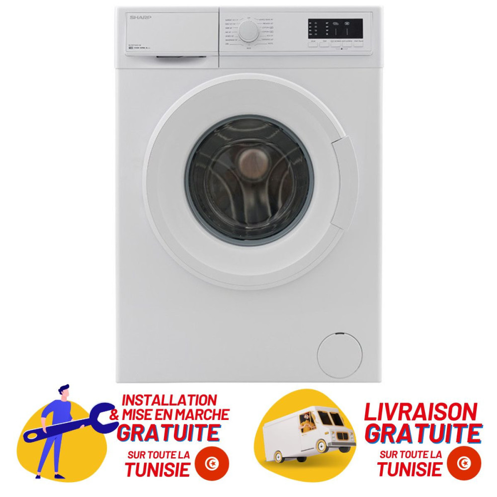 Machine à laver Frontale Sharp ES-FE710CEX-W / 7 Kg / Blanc + Livraison + Installation et Mise en Marche Gratuites