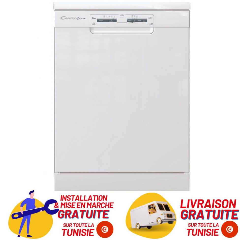 Lave vaisselle Candy Brava CDPN1L390 / 13 Couverts / Blanc + Livraison + Installation et Mise en Marche Gratuites