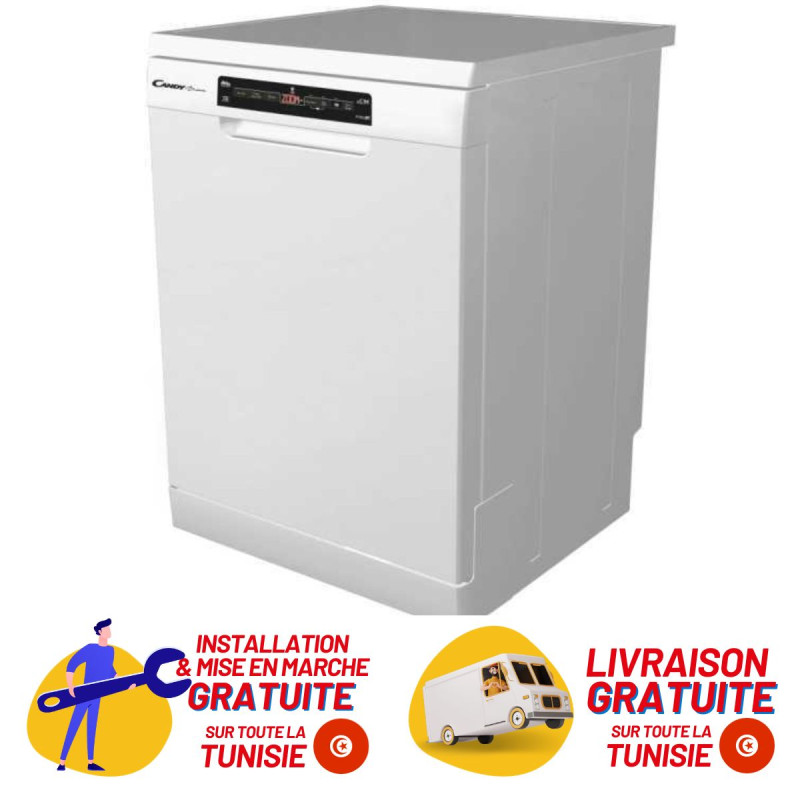 Lave vaisselle Candy 16 couverts CDPN4D620PWE / 60cm / Blanc / Wi-Fi / Bluetooth + Livraison + Installation et Mise en Marche Gratuites + Sel Finish 2 KG + Finish Classic 40 Pastilles Offerts