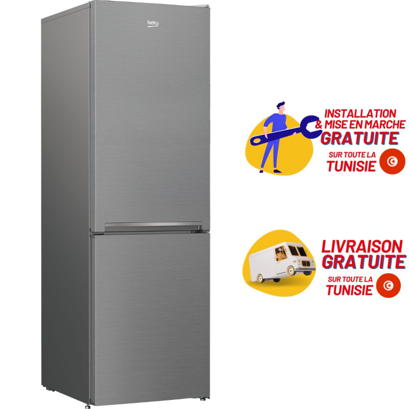 Réfrigérateur BEKO Combiné No Frost 360L / Silver + Livraison +