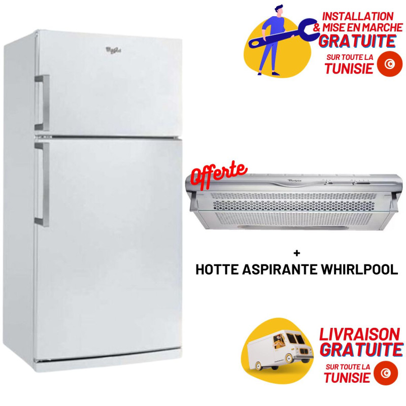 Réfrigérateur Double Porte NoFrost Whirlpool W7TI 8711 NFW EX / 423L /  Blanc + Hotte Aspirante Whirlpool Offerte + Livraison + Installation et  Mise en Marche Gratuites