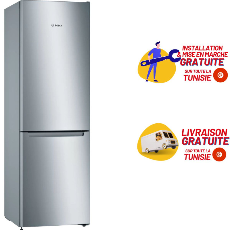 Réfrigérateur BOSCH Combiné Série 2 NoFrost 329L / Inox +