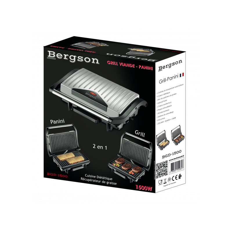 Machine Grill Panini dietetique BERGSON double face Techwood / 1500W