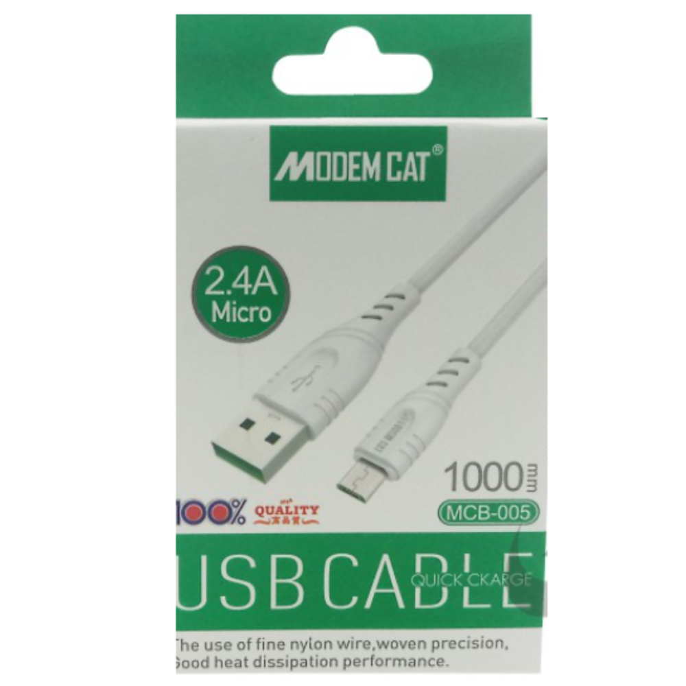 Câble CHARGEUR MICRO USB MODEM CAT MCB005 2.4A / 1 M / Blanc